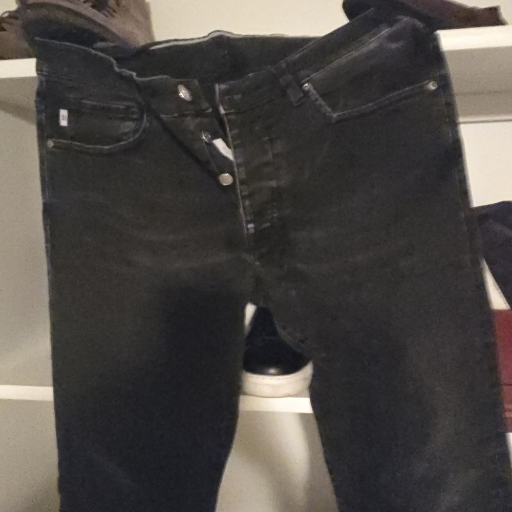 2men2women Italian Hand Made Luxury Brand   Men's Dark Gray/Black Skinny Jeans